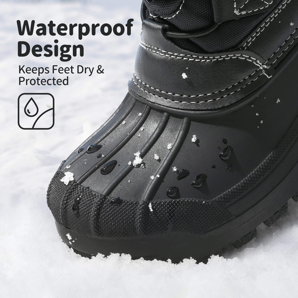 Kids Waterproof Shell Bottom Snow Boots - BLACK - 3